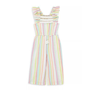 Peek Kids Girls' Striped Gauze Coverall Multi Little Kid Size 4-5 2535